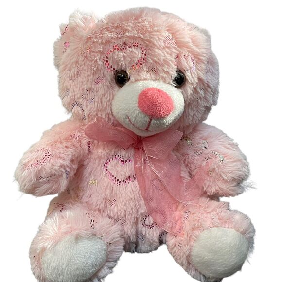 Dan Dee Plush Teddy Bear Hearts Ribbon Stuffed Animal Love Nursery Shower 8" - Picture 4 of 10